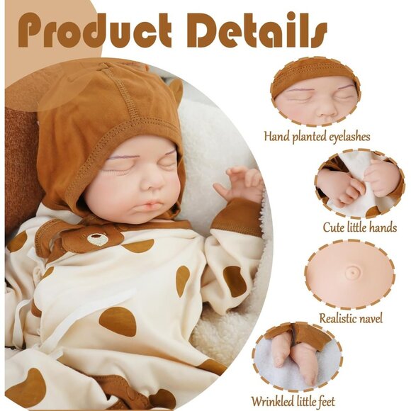 19.3in Full Silicone Not Vinyl Reborn lvory Baby Boy Dolls Lifelike Reborn Baby - Picture 3 of 6